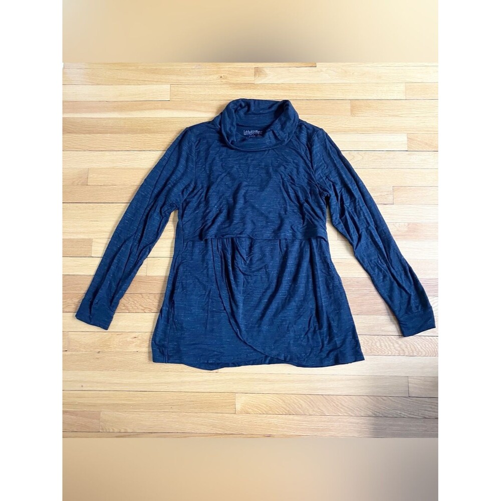 Latched Mama Charcoal Heather Grey Nursing Breastfeeding Turtleneck Tunic 1X